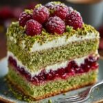 Heavenly Pistachio Raspberry Cake