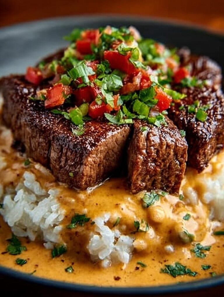 Heavenly Steak Queso Rice