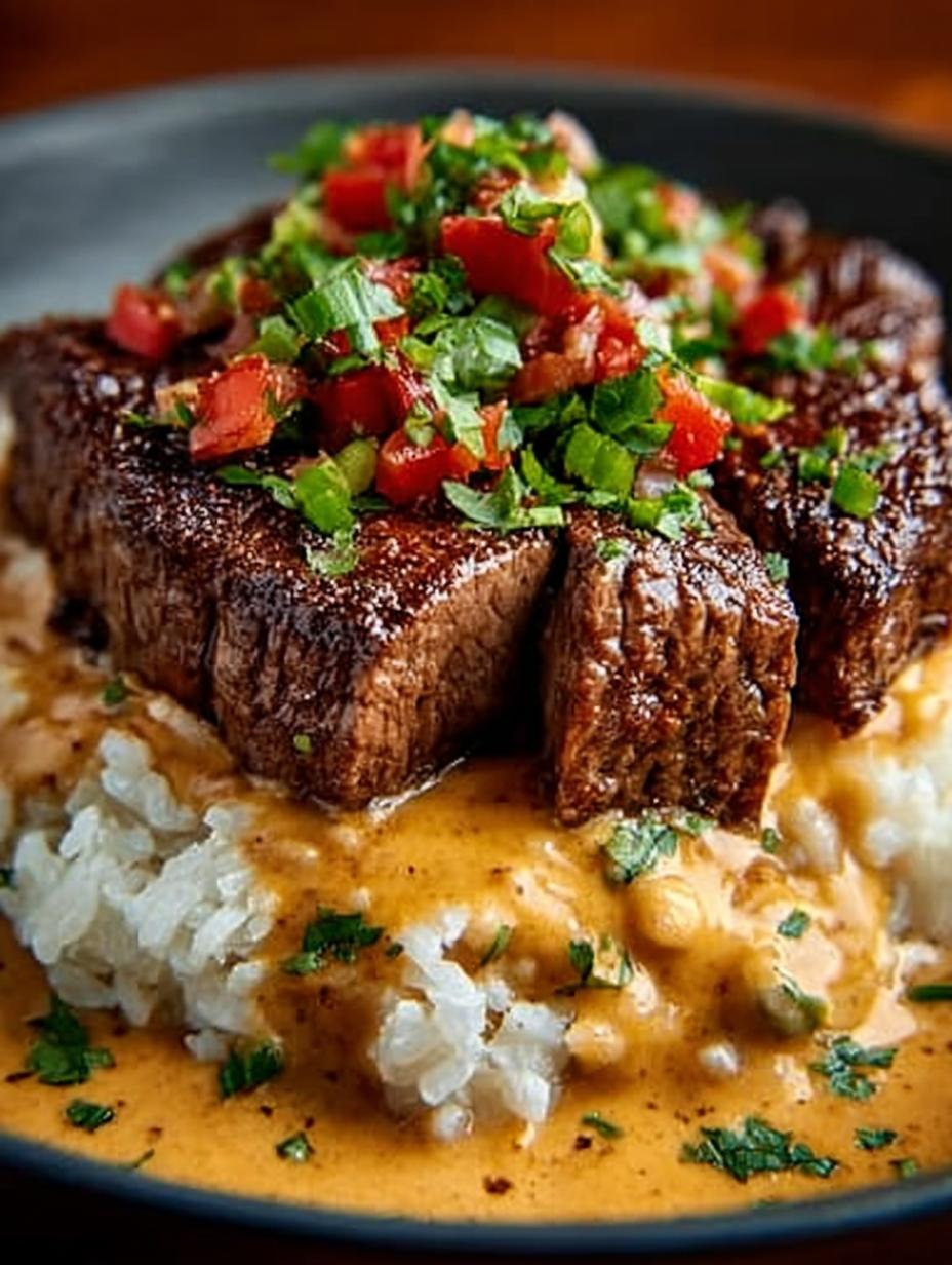 Heavenly Steak Queso Rice
