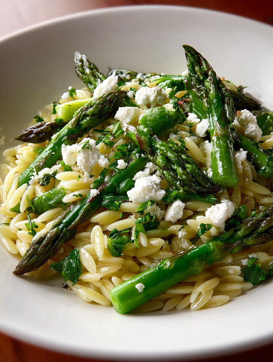 Orzo with Asparagus Feta