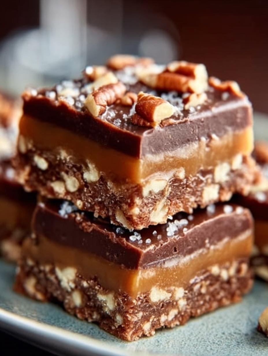 Pecan Turtle Bars with Caramel & Chocolate Delight - Pecan Turtle Bars with - additional detail
