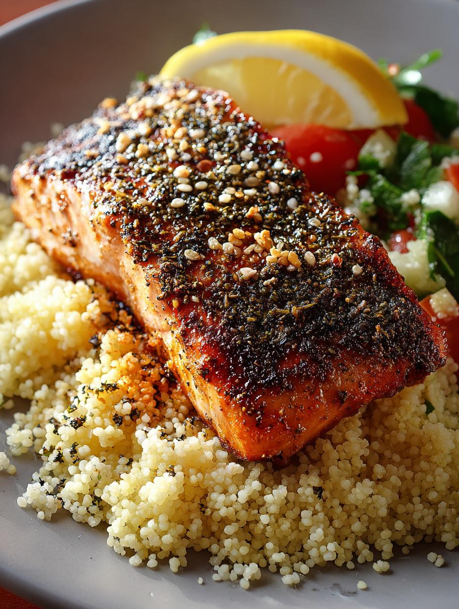 Zaatar Roasted Salmon with Lemon for a Flavorful Dinner - Zaatar Roasted Salmon with - additional detail